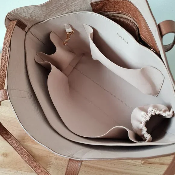 Cuyana Classic Large Structured Tote Rare Organizer Caramel Brown Leather - Picture 11 of 15